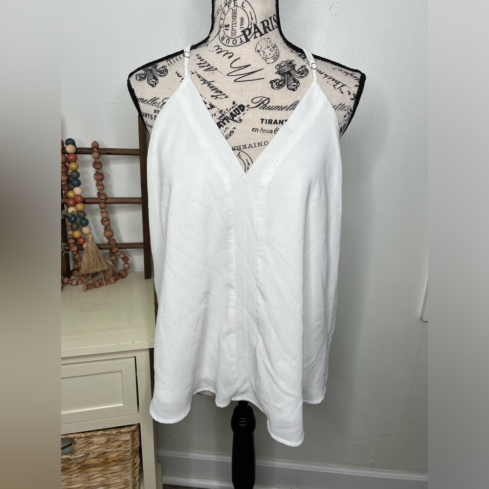 FOROLAV V-Neck Chiffon Cami with Adjustable Spaghetti Straps